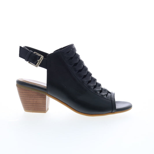 Comfortiva Alanna CT0010301 Womens Black Wide Leather Heeled Sandals Shoes