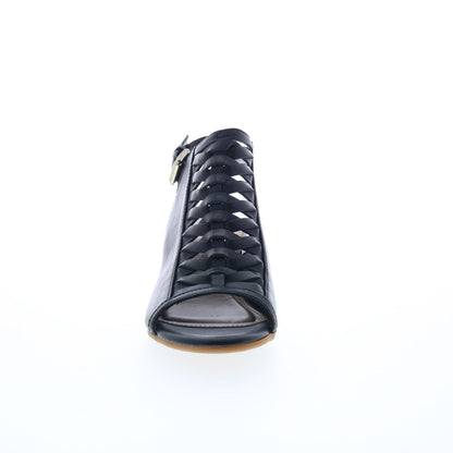 Comfortiva Alanna CT0010301 Womens Black Wide Leather Heeled Sandals Shoes