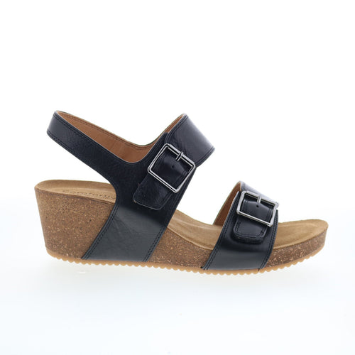 Comfortiva Erlina CT00495 Womens Black Wide Leather Wedges Sandals Shoes