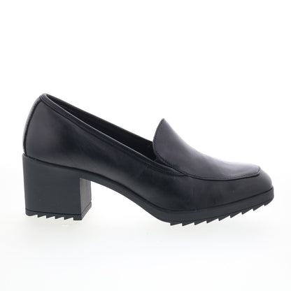 Comfortiva Hailey CT00529 Womens Black Leather Slip On Pumps Heels Shoes