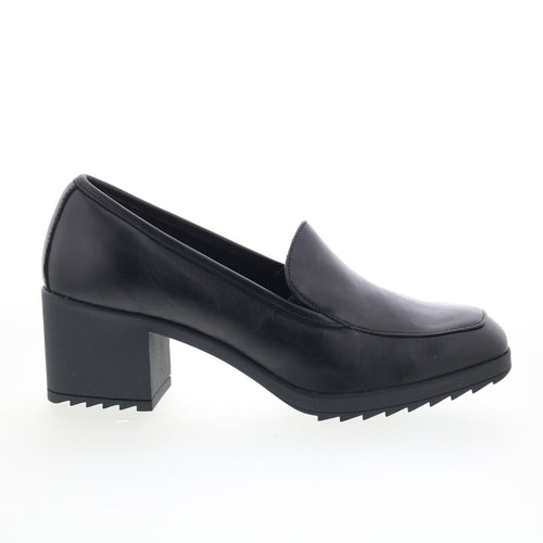 Comfortiva Hailey CT00529 Womens Black Leather Slip On Pumps Heels Shoes
