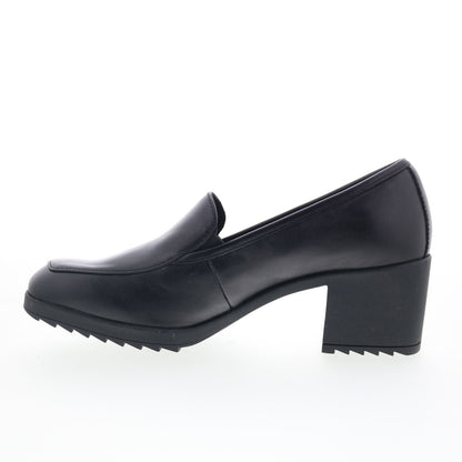 Comfortiva Hailey CT00529 Womens Black Leather Slip On Pumps Heels Shoes