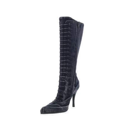 Diesel D-Cloud HBT Y03387-P6737-T8013 Womens Black Canvas Knee High Boots