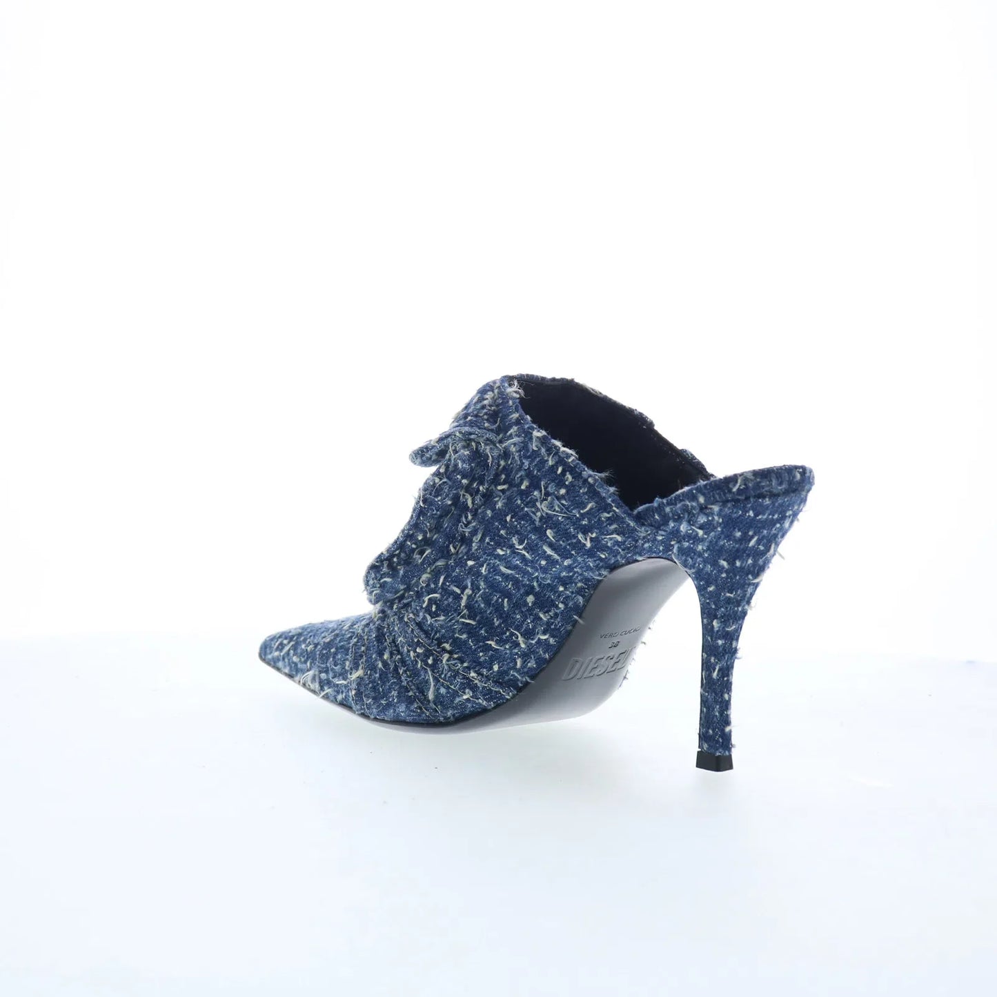 Diesel D-Venus Pocket Ml Womens Blue Canvas Lace Up Mules Heels Shoes