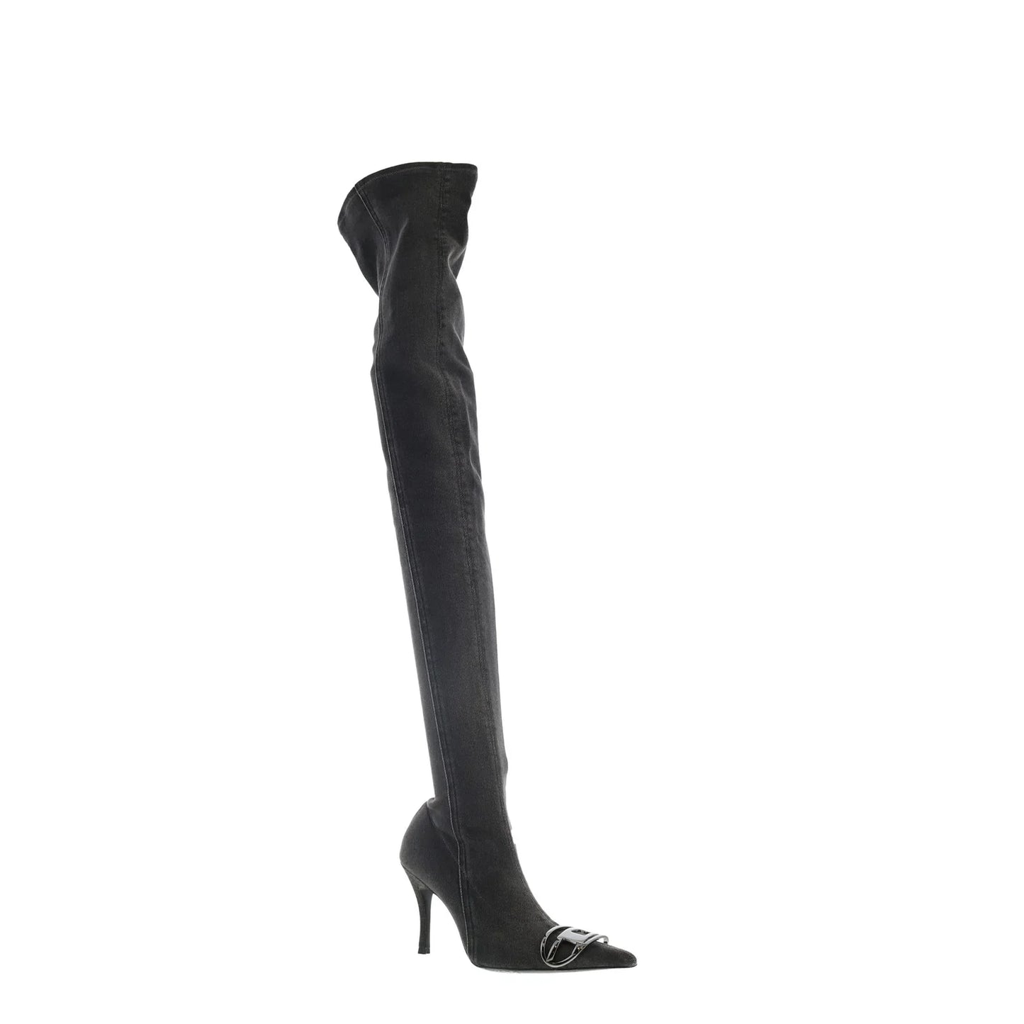 Diesel D-Venus TBT D Womens Black Canvas Zipper Over The Knee Boots