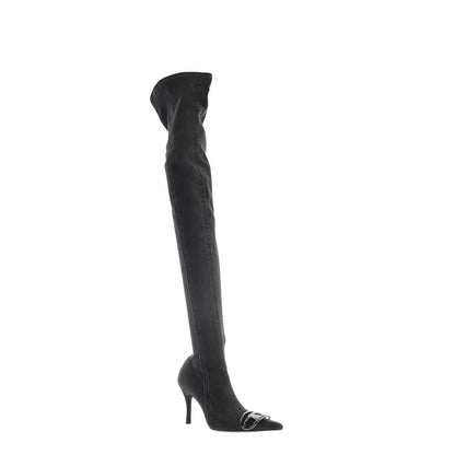 Diesel D-Venus TBT D Womens Black Canvas Zipper Over The Knee Boots