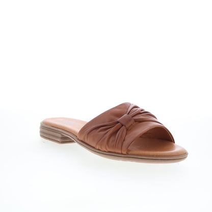 Miz Mooz Daisey Womens Brown Leather Slip On Slides Sandals Shoes