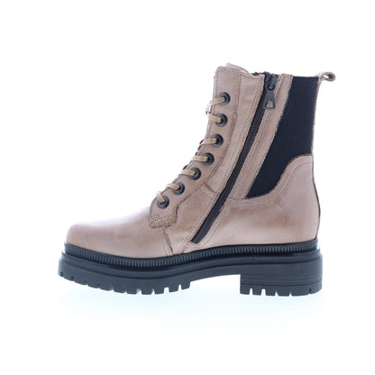 Miz Mooz Davie Womens Beige Leather Lace Up Casual Dress Boots
