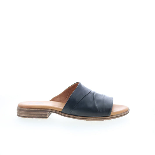Miz Mooz Delilah Womens Black Leather Slip On Slides Sandals Shoes