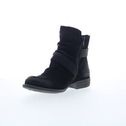 Miz Mooz Domenique Womens Black Suede Zipper Ankle & Booties Boots