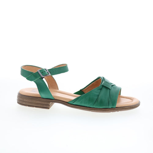 Miz Mooz Dorra Womens Green Leather Hook & Loop Strap Sandals Shoes