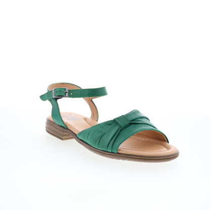 Miz Mooz Dorra Womens Green Leather Hook & Loop Strap Sandals Shoes