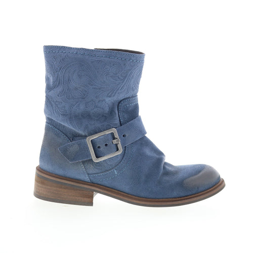 Miz Mooz Draper Womens Blue Suede Zipper Casual Dress Boots