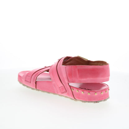 A.S. 98 Eastman Womens Pink Leather Hook & Loop Strap Sandals Shoes
