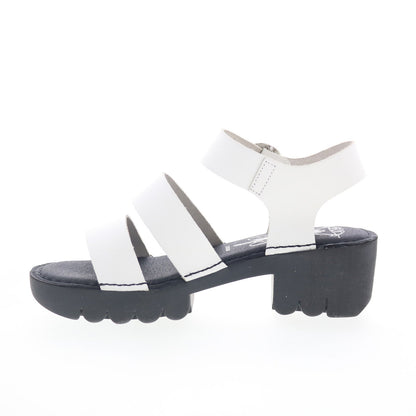 Fly London Egly EGLY520FLY-001 Womens White Leather Heeled Sandals Shoes