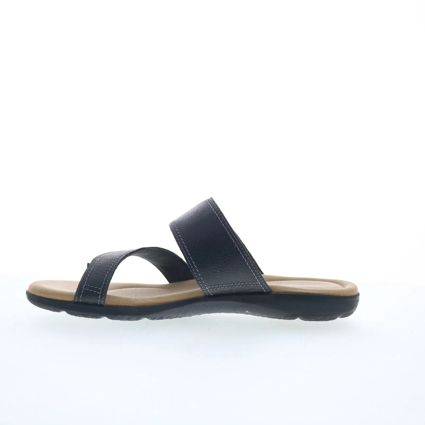 Clarks Elizabelle Way 26177929 Womens Black Leather Flip-Flops Sandals Shoes