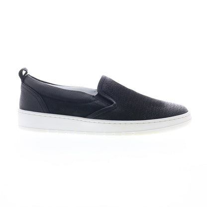 Miz Mooz Emersen Womens Black Leather Slip On Lifestyle Sneakers Shoes