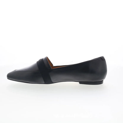 Trotters Emmett T2358-001 Womens Black Leather Slip On Loafer Flats Shoes