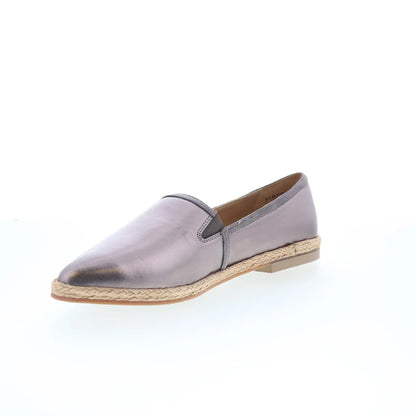Trotters Estelle T2304-043 Womens Silver Leather Loafer Flats Shoes