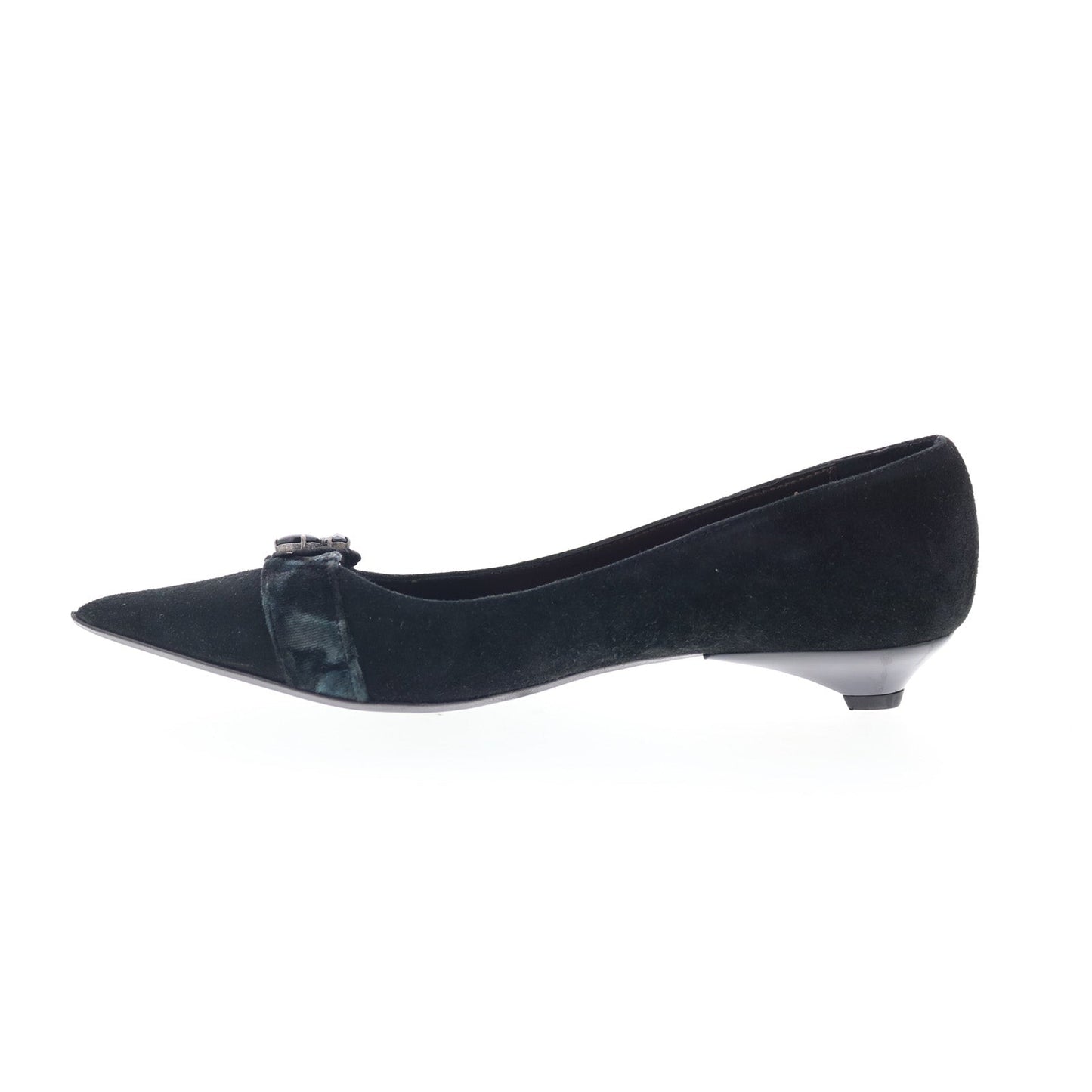 EXTE EXTRE5 Womens Black Suede Slip On Pumps Heels Shoes