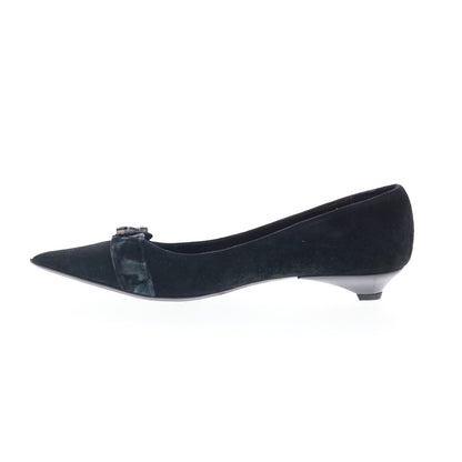 EXTE EXTRE5 Womens Black Suede Slip On Pumps Heels Shoes
