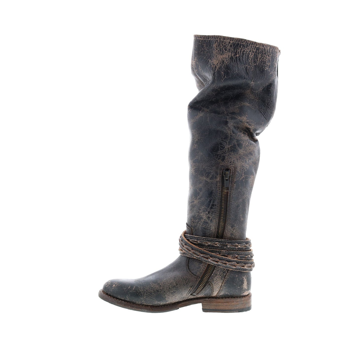 Bed Stu Eva F321120 Womens Black Leather Zipper Knee High Boots