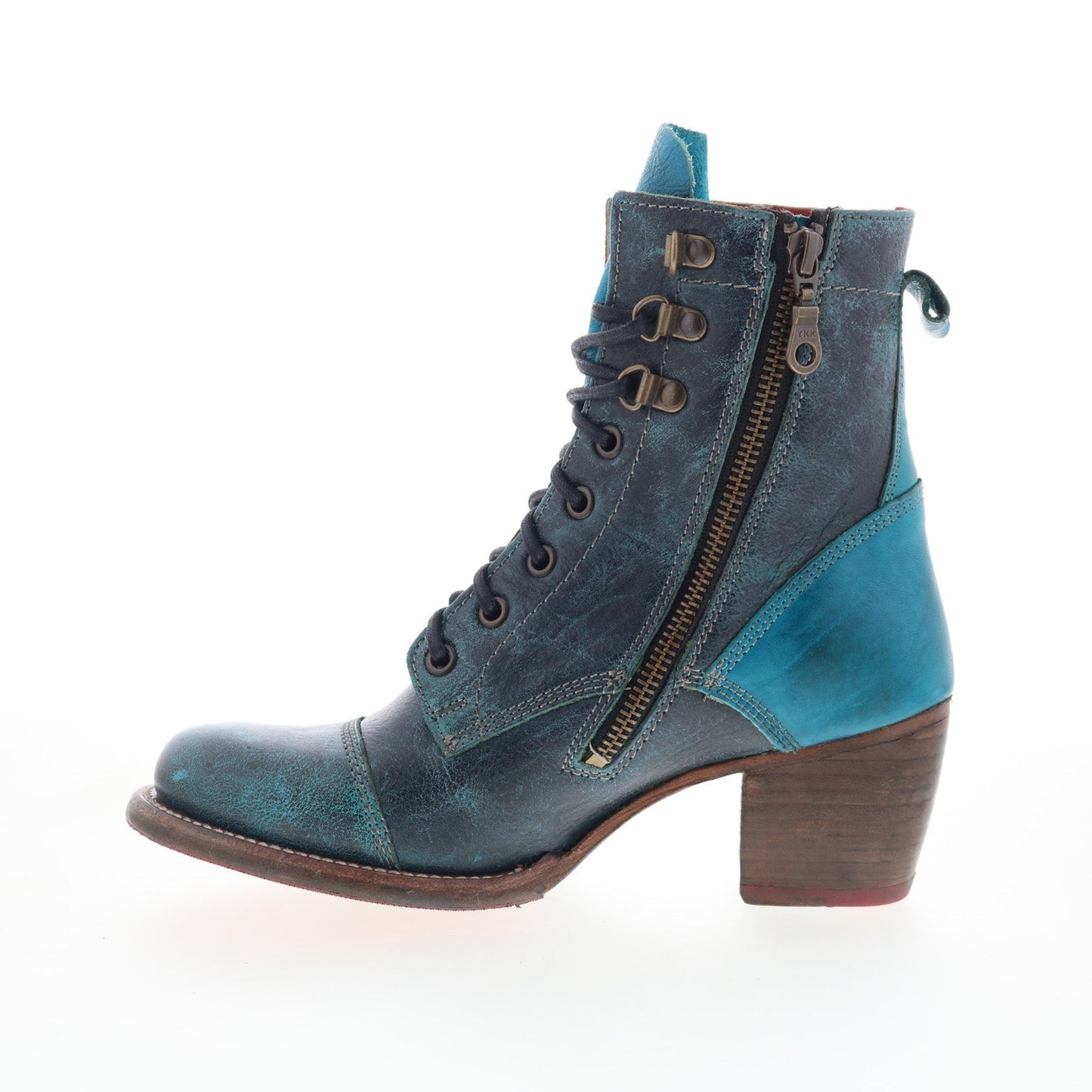Bed Stu Judgement F385001 Womens Blue Leather Lace Up Ankle & Booties Boots