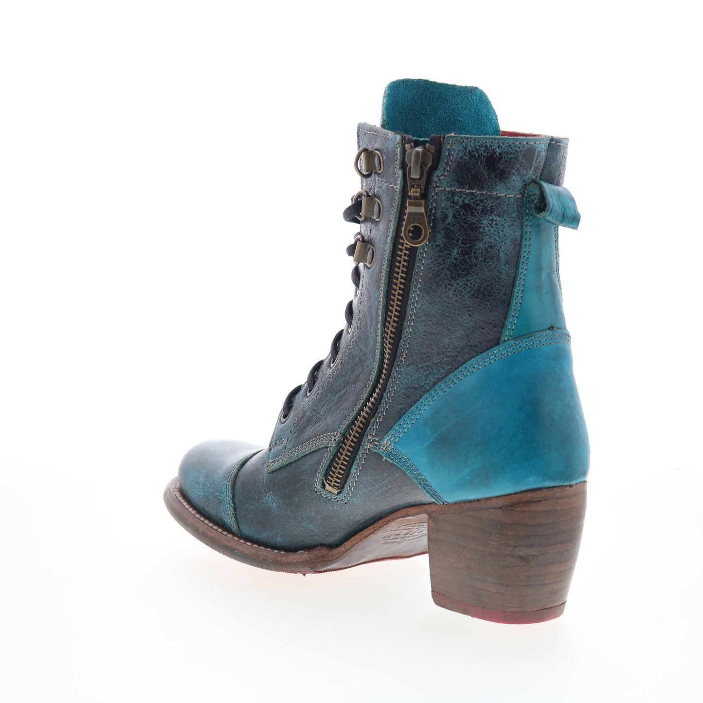 Bed Stu Judgement F385001 Womens Blue Leather Lace Up Ankle & Booties Boots
