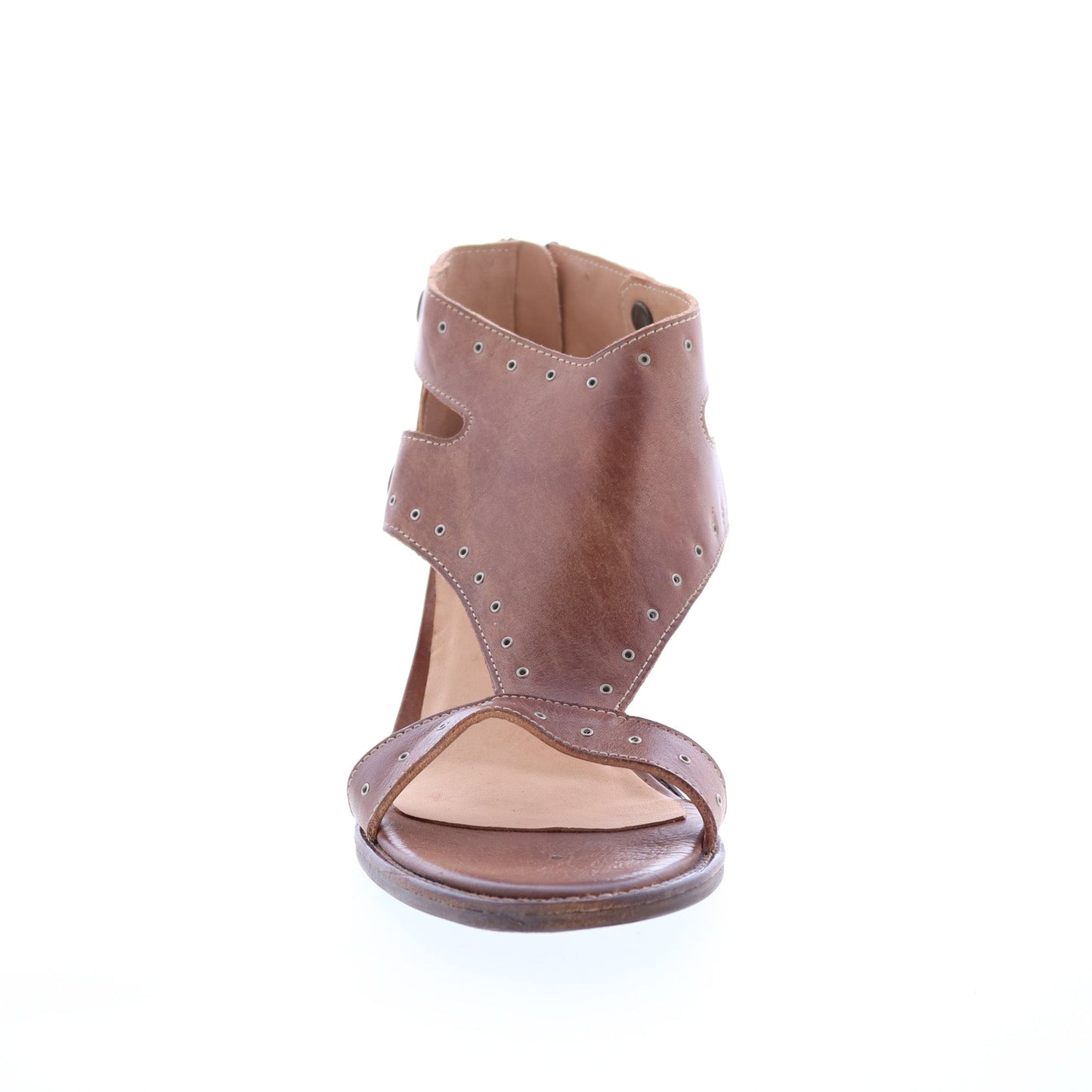 Bed Stu Sona F387018 Womens Brown Leather Zipper Heeled Sandals Shoes