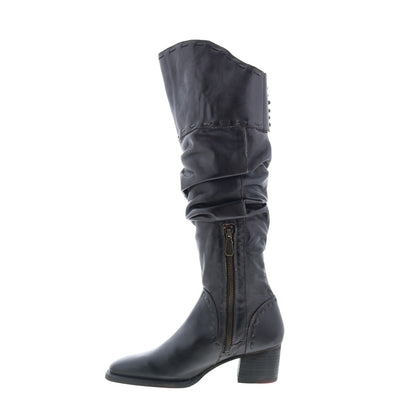 Bed Stu Leilani F393092 Womens Black Leather Zipper Knee High Boots