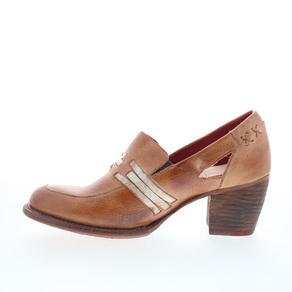 Bed Stu Gabrianna F399057 Womens Brown Leather Slip On Pumps Heels Shoes