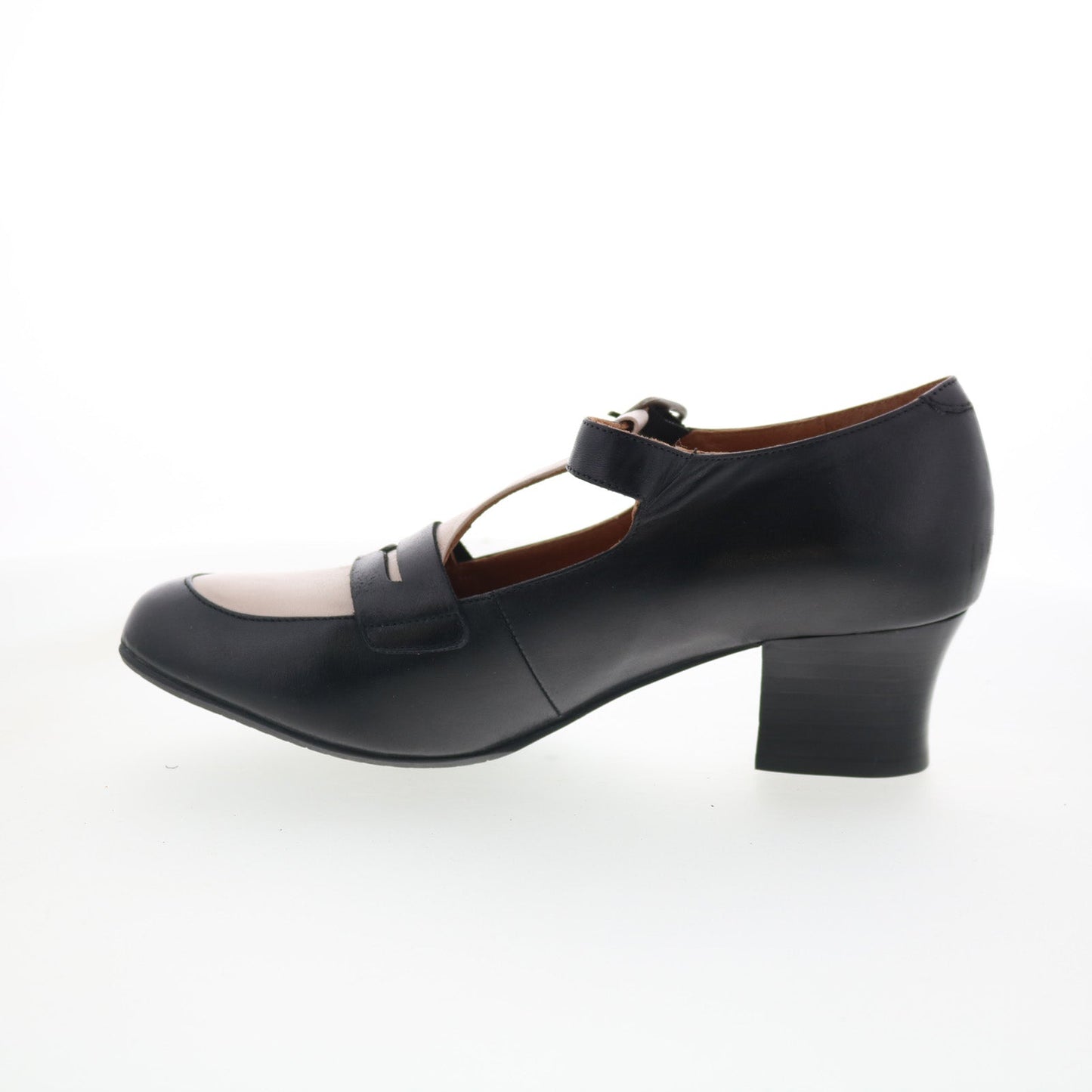 Miz Mooz Fancie Womens Black Leather Hook & Loop Pumps Heels Shoes