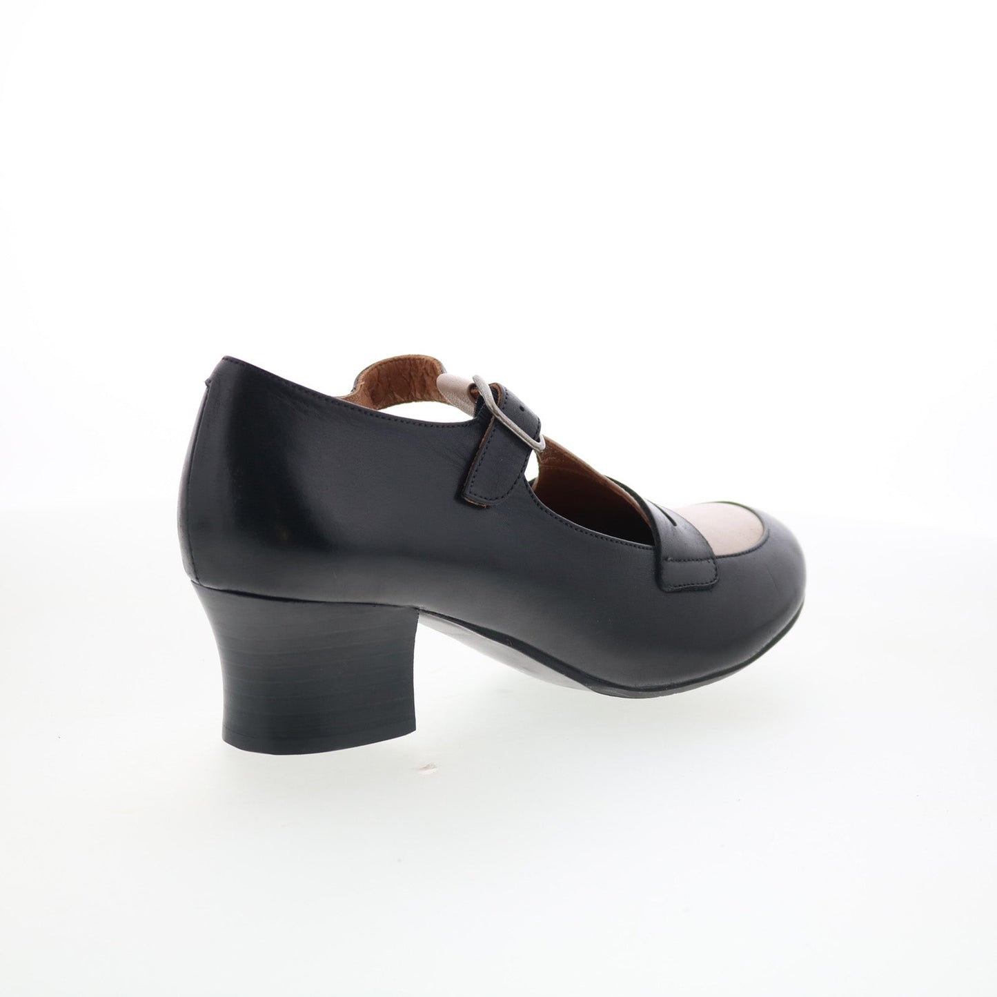 Miz Mooz Fancie Womens Black Leather Hook & Loop Pumps Heels Shoes