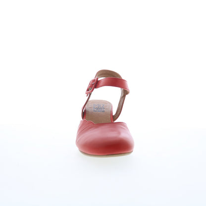 Miz Mooz Faren Womens Red Leather Hook & Loop Strap Heels Shoes