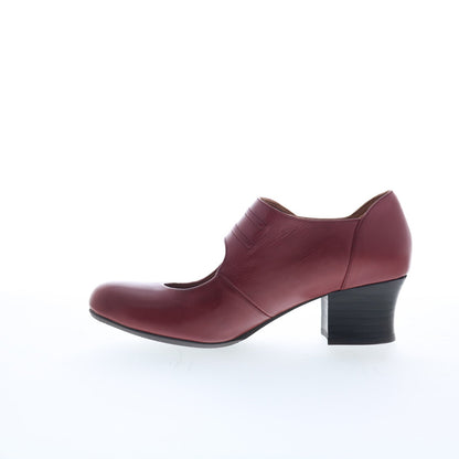 Miz Mooz Fayth Womens Burgundy Leather Slip On Pumps Heels Shoes