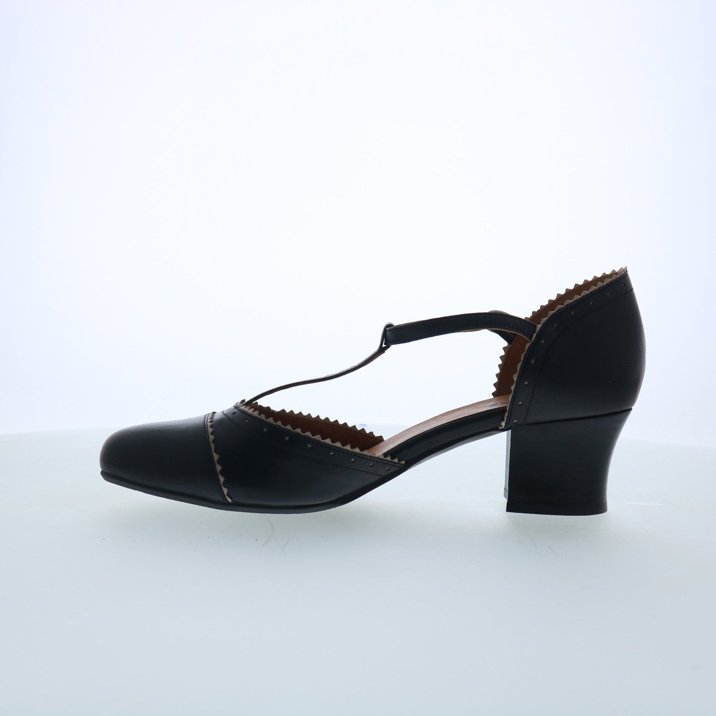 Miz Mooz Fernie Womens Black Leather Hook & Loop Strap Heels Shoes