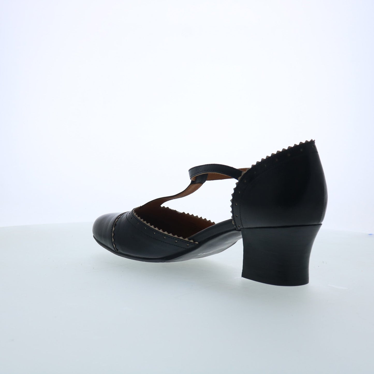 Miz Mooz Fernie Womens Black Leather Hook & Loop Strap Heels Shoes
