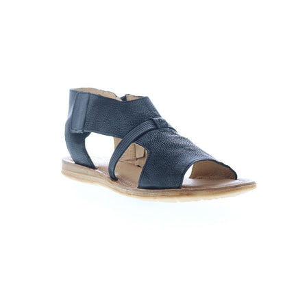 Miz Mooz Finnley Womens Black Leather Zipper Strap Sandals Shoes