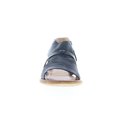 Miz Mooz Finnley Womens Black Leather Zipper Strap Sandals Shoes