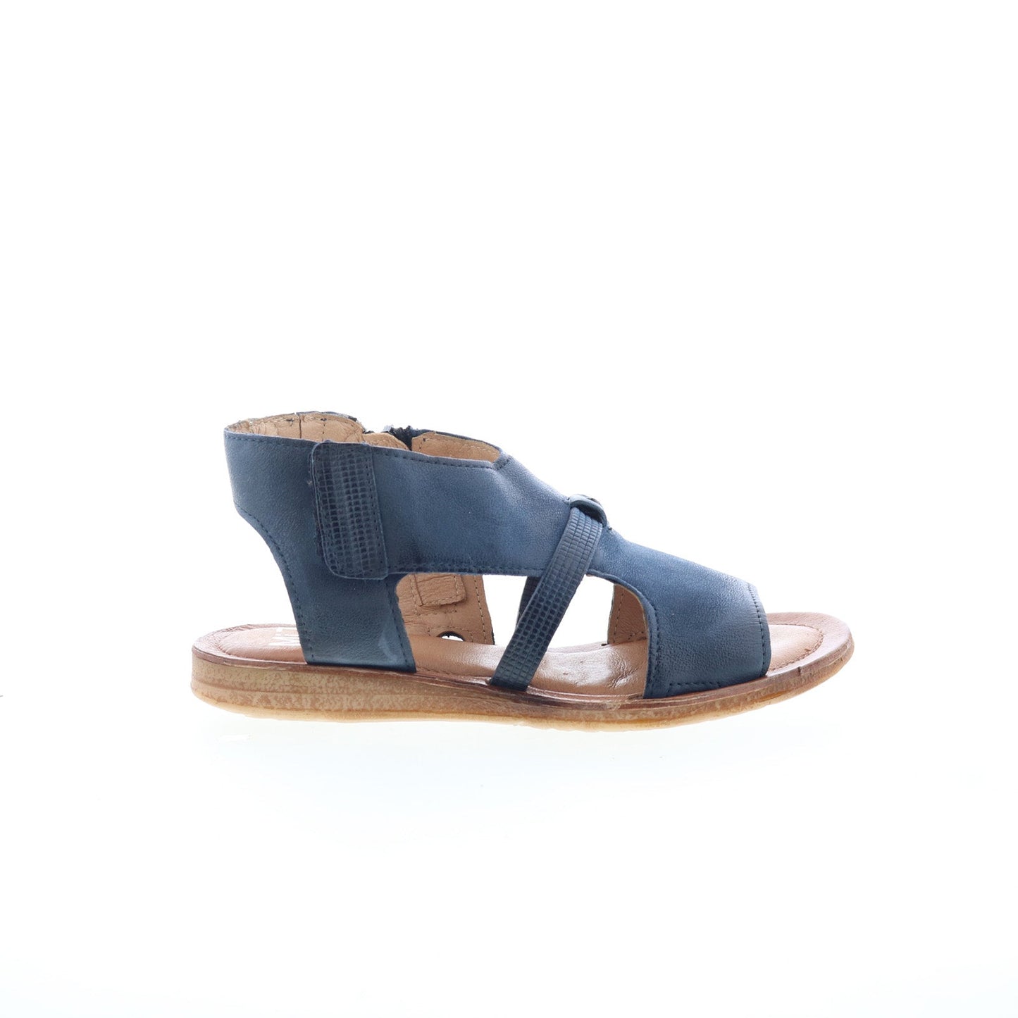 Miz Mooz Finnley Womens Blue Leather Zipper Strap Sandals Shoes