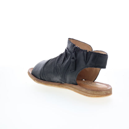 Miz Mooz Flaire Womens Black Leather Zipper Strap Sandals Shoes