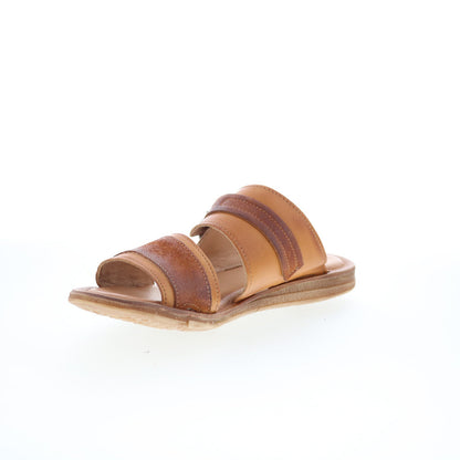 Miz Mooz Florra Womens Brown Leather Slip On Slides Sandals Shoes