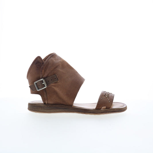 Miz Mooz Forge Womens Brown Leather Hook & Loop Gladiator Sandals Shoes