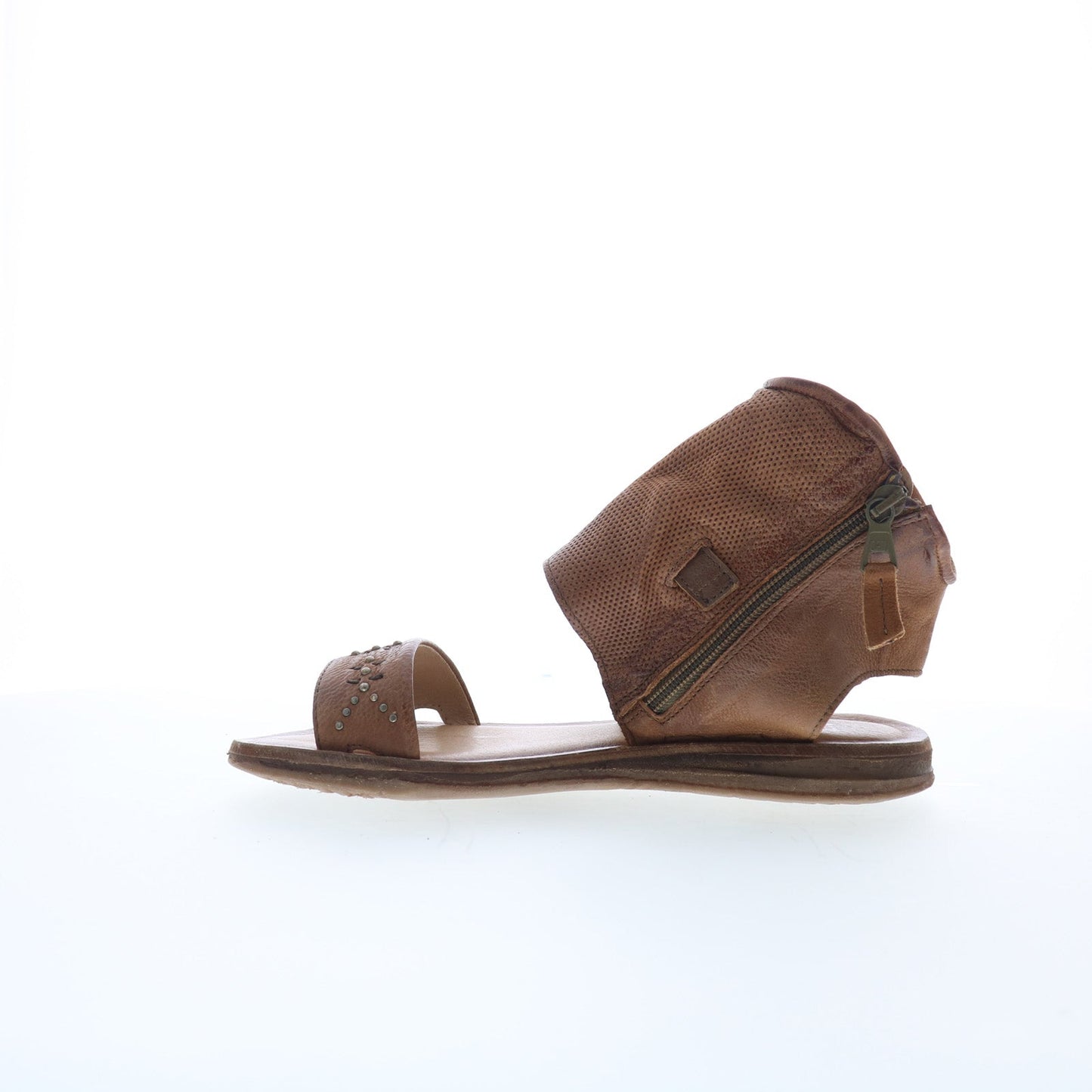 Miz Mooz Forge Womens Brown Leather Hook & Loop Gladiator Sandals Shoes