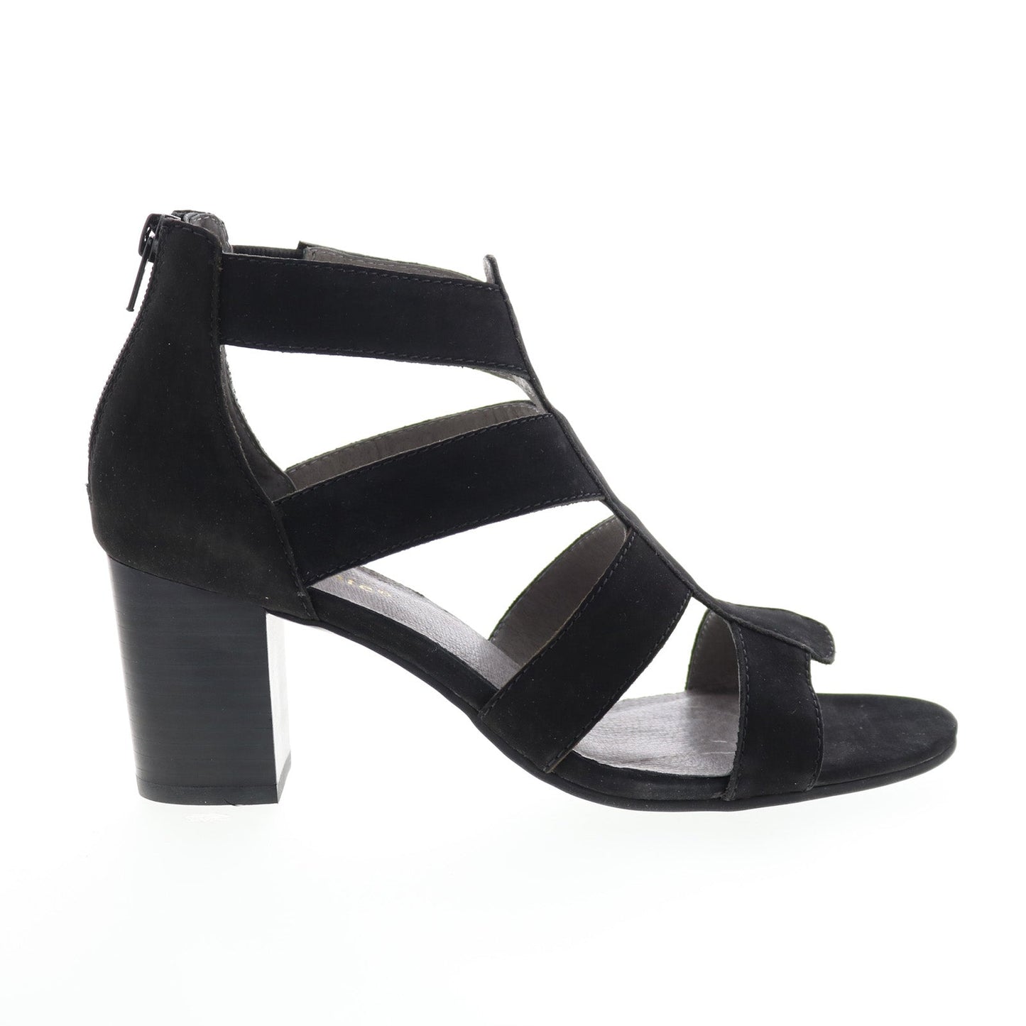 David Tate Francis Womens Black Nubuck Zipper Strap Heels Shoes