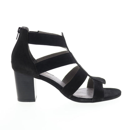 David Tate Francis Womens Black Nubuck Zipper Strap Heels Shoes