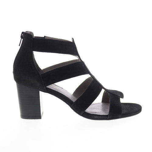 David Tate Francis Womens Black Nubuck Zipper Strap Heels Shoes