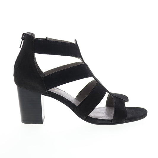David Tate Francis Womens Black Nubuck Zipper Strap Heels Shoes