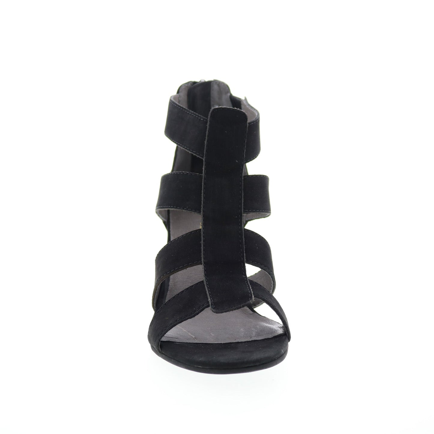 David Tate Francis Womens Black Nubuck Zipper Strap Heels Shoes