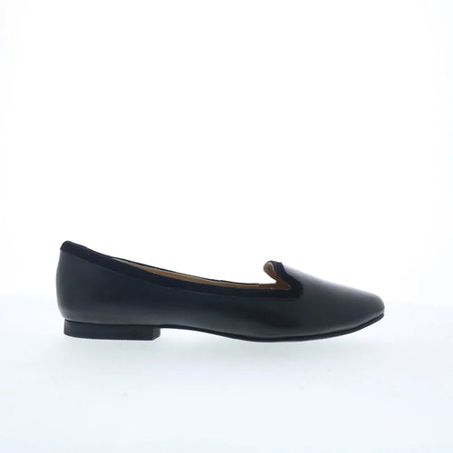 Trotters Hannah T2270-001 Womens Black Leather Slip On Loafer Flats Shoes